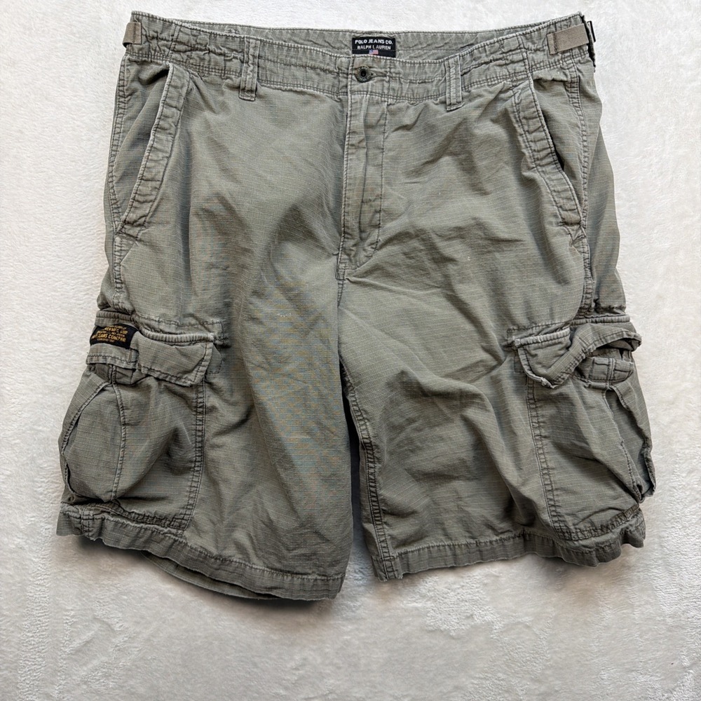 Polo Jeans Co Ralph Lauren Cargo Shorts Ripstop Military Utility Green 38